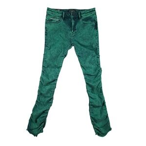 Cult of Individuality Mens 34x34 Nomad Hipster Boot Green Acid Wash Denim Jeans